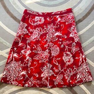 ESPRIT Red White Floral Midi Pleated Skirt Woman's Size 4